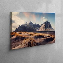 3d canvas, large wall art, canvas gift, iceland canvas canvas, view canvas, vestrahorn mountain canvas art, sky canvas d