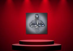 3d silver human canvas, metallic couple 3d effect canvas wall art,, metallic canvas, trendy canvas, man artwork, 3d meta