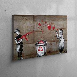 3d wall art, wall art canvas, canvas decor, banksy love canvas, banksy canvas canvas, street canvas, banksy girl canvas