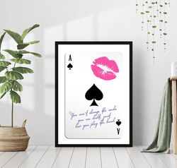 black ace playing card quote print retro heart canvas fashion party canvas framed printed preppy lucky poker trendy funk