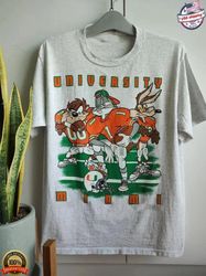 vintage ncaa miami hurricanes looney tunes t-shirt, miami hurricanes shirt, 45