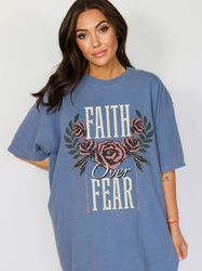 faith over fear christian shirt christianity gift bible vers