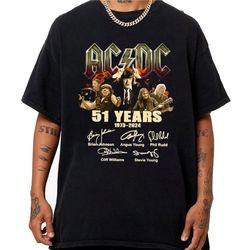 graphic 51 years acdc 1973-2024 shirt, tour 2024 shirt, signature acdc rock band shirt fan gifts, acdc band tour 2024 sh