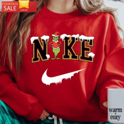 nike grinch funny christmas sweatshirt for men womens, christmas gifts 2022 for her, xmas gifts for him  happy place for