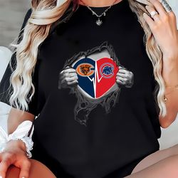 blood insides chicago bears and chicago cubs heartbeat shirt,nfl shirt, super bowl shirt, sport shirt, shirt nfl, superb