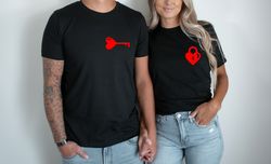 heart lock and key shirt,matching couple shirts, wedding gift, couple valentines gift, love shirt, key and lock tees, va