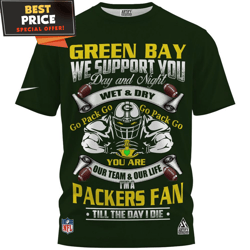 green bay packers we support you day and night wet and dry vintage tshirt, green bay packers gift ideas  best personaliz