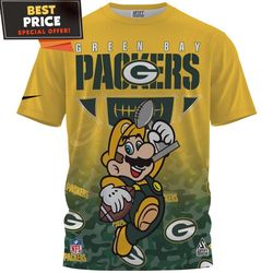 green bay packers x mario champions cup 3d tshirt, green bay gifts  best personalized gift  unique gifts idea