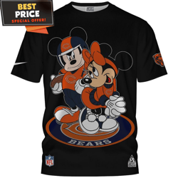 chicago bears x mickey and minnie football big fan tshirt, funny chicago bears gifts  best personalized gift  unique gif