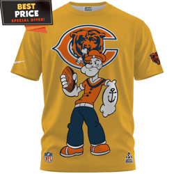 chicago bears x popeye sailor man football big fan tshirt, chicago bears gift  best personalized gift  unique gifts idea