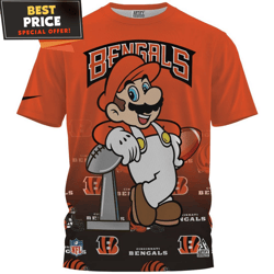 Cincinnati Bengals X Mario Champions Cup Aop Tshirt, Unique Gifts For Bengals Fans undefined Best Personalized Gift undefined Unique Gifts