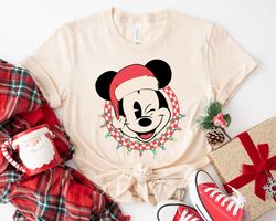 classic mickey mouse wear santa hat checkered christmalight merry xmashirt famil,tshirt, shirt gift, sport shirt