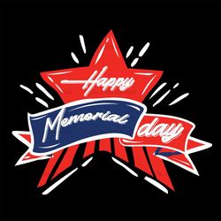 happy memorial day star ribbon svg