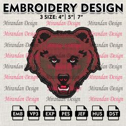 ncaa brown bears embroidery file, 3 sizes, 6 formats, ncaa machine embroidery design, ncaa logo, ncaa teams