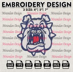ncaa fresno state bulldogs embroidery file, 3 size ,6 formats, ncaa machine embroidery design, ncaa teams, ncaa logo.