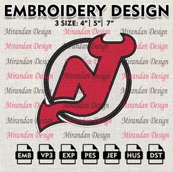 nhl new jersey devils embroidery file, nhl embroidery designs, hockey team, machine embroidery, digital download