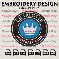 mls charlotte fc logo embroidery design, embroidery files, whitecaps mls teams, football, digital download