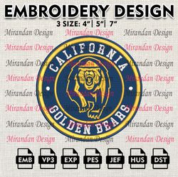 ncaa california golden bears logo embroidery design, machine embroidery files in 3 sizes for sport lovers, ncaa team