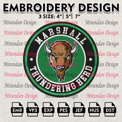 ncaa marshall thundering herd embroidery design, machine embroidery files in 3 sizes for sport lovers, ncaa team logo