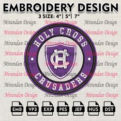 ncaa holy cross crusaders embroidery design, machine embroidery files in 3 sizes for sport lovers, ncaa teams logo