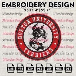 ncaa boston university terriers embroidery design, machine embroidery files in 3 sizes for sport lovers, ncaa teams logo