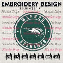 ncaa wagner seahawks embroidery design, machine embroidery files in 3 sizes for sport lovers, ncaa teams logo