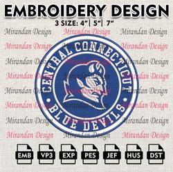 ncaa central connecticut blue devils embroidery design, machine embroidery files in 3 sizes for sport lovers, ncaa teams