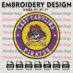 ncaa east carolina embroidery design, machine embroidery files in 3 sizes for sport lovers, ncaa teams logo
