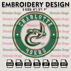 ncaa charlotte 49ers embroidery design, machine embroidery files in 3 sizes for sport lovers, ncaa teams logo