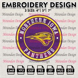 ncaa northern iowa panthers embroidery design, machine embroidery files in 3 sizes for sport lovers, ncaa teams logo