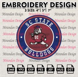 ncaa sc state bulldogs embroidery design, machine embroidery files in 3 sizes for sport lovers, ncaa bulldogs teams logo