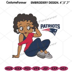 new england patriots black girl betty boop embroidery design file