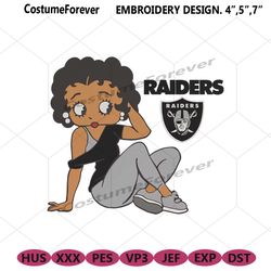 las vegas raiders black girl betty boop embroidery design file