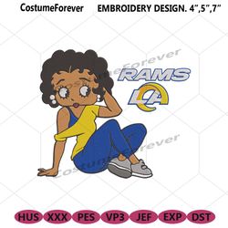 los angeles rams black girl betty boop embroidery design file