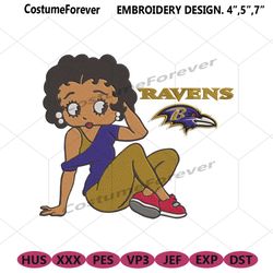 baltimore ravens black girl betty boop embroidery design file