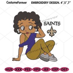new orleans saints black girl betty boop embroidery design file