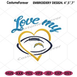 love my los angeles chargers embroidery design file