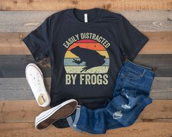 frog shirt, frog lover gift, funny frog shirt, easily distracted by frogs, toad shirt, cute frog t-shirt, retro vintage