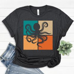 octopus shirt, ocean animal shirt, octopus tshirt, octopus art, animal lover shirt, marine life shirt, octopus gift, ret