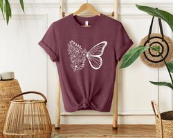 floral butterfly shirt, butterfly shirt, mothers day gift sh