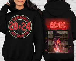 2024 acdc pwr up world tour front and back shirt, rock band acdc graphic shirt, acdc band fan gift, acdc merch shirt