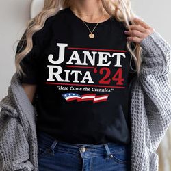 janet and rita for president 2024 here come the grannies shirt, election 2024 shirt, bluey 2024 shirt, blue and bingo