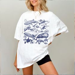 vintage 90s tattoo sea animal shirt, retro ocean nature shirt, sealife, ocean, whale, orca, turtle, dolphin shirt