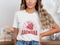 arowana fish graphic t-shirt, unique fish lover gift, stylish streetwear shirt, bold graphic design, casual outfit shirt