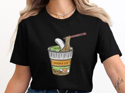 cute ramen noodle cup graphic, fun food lover t-shirt, unique noodle gift, fashionable ramen design shirt