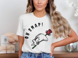 funny skeleton with rose oh snap t-shirt, halloween humor graphic shirt, cool skull design for spooky season, casual wea