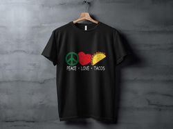 peace love tacos t-shirt, - vintage graphic shirt, retro food and symbol, casual streetwear