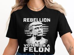 rebellion vote for a felon t-shirt, political humor graphic shirt, unique gift idea, funny election shirt, patriotic