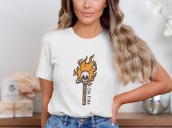 skull on fire t-shirt, spooky halloween graphic shirt, flaming skull shirt, horror goth clothing, unique statement