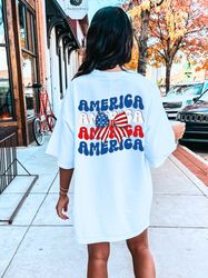 4th of july shirt, america coquette bow shirt, trendy summer clothing, independence day top, comfort colors shirt
